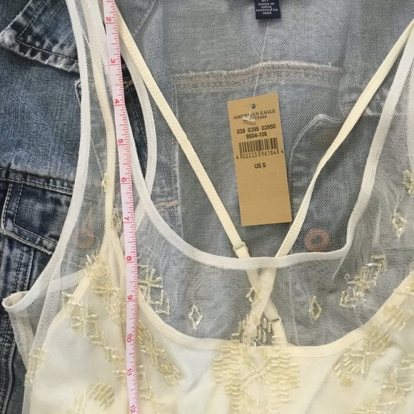 American Eagle Cream Embellished Dress NWT - Picture 5 of 10